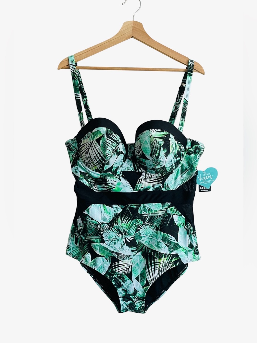 Torrid Palm Mesh Cutout Vixen One Piece Swimsuit Size 1